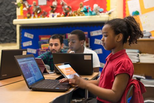 Kids learning about computing