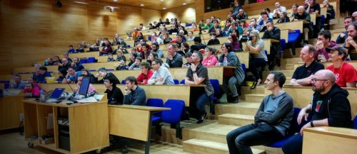 packed lecture theatre