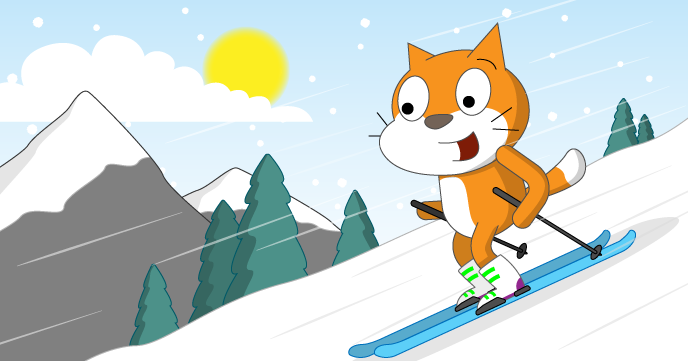 Scratch Cat goes skiing, Scratch